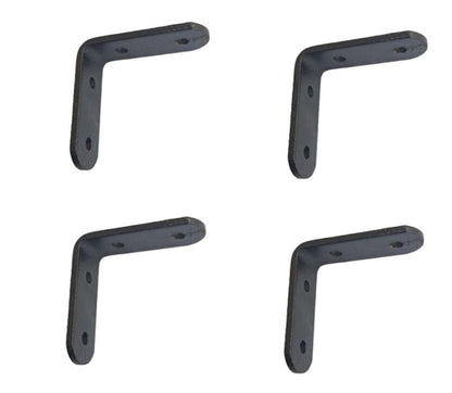 Q1 Beads 4 Pack Metal 3 x 3 inches Heavy Duty 30 Kgs. L Clamp Shelf Bracket 30 kgs Load Capacity Angle Bracket L Bracket for Wall Shelf,Rack, Home,Shop, Showroom (76x76 mm, Black Powder Coated)
