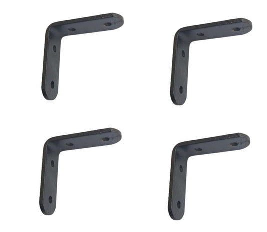 Q1 Beads 4 Pack Metal 3 x 3 inches Heavy Duty 30 Kgs. L Clamp Shelf Bracket 30 kgs Load Capacity Angle Bracket L Bracket for Wall Shelf,Rack, Home,Shop, Showroom (76x76 mm, Black Powder Coated)