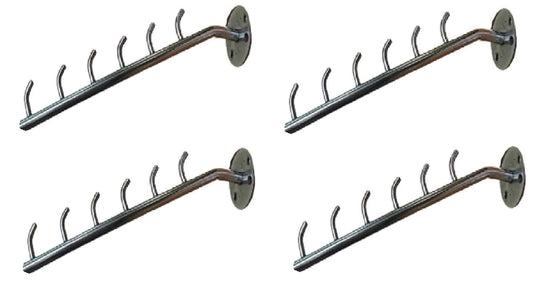 Q1 Beads Stainless Steel 6 pin Hook Wall drope Hanger for Cloth -Pack of 4 - Stainless Steel Clothes Hanger Heavy Duty Drying Rack Wall Mount with Hardware Fitting