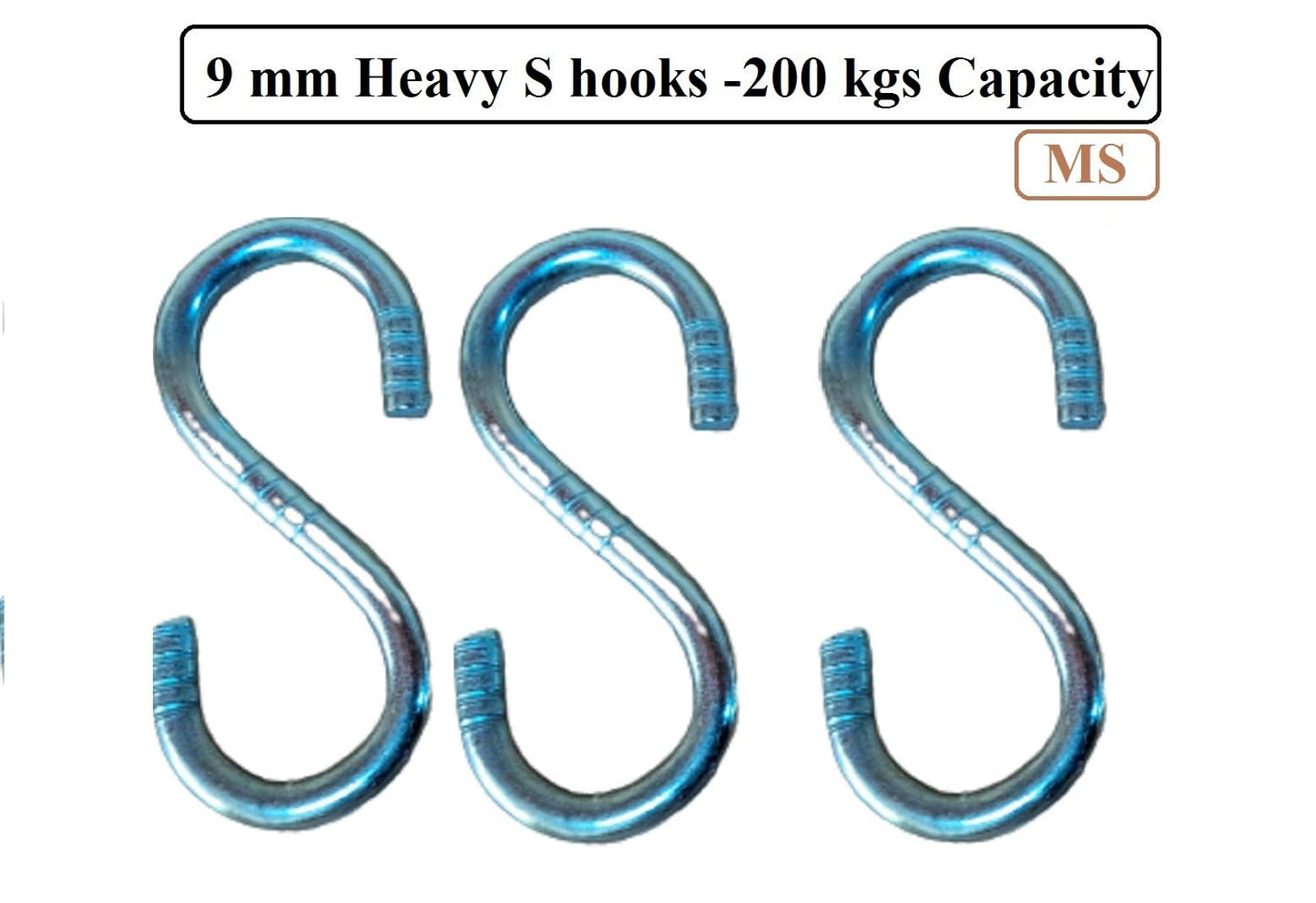 Q1 Beads 3 Feet Lock Swing Hanging Chain with 3 Pcs 9 mm S hooks Strong & Heavy Duty 200 KGS Capacity for Hammock, Swing Punching Bag Extension Chain, Hanging Chair, Aerial Yoga (Silver)