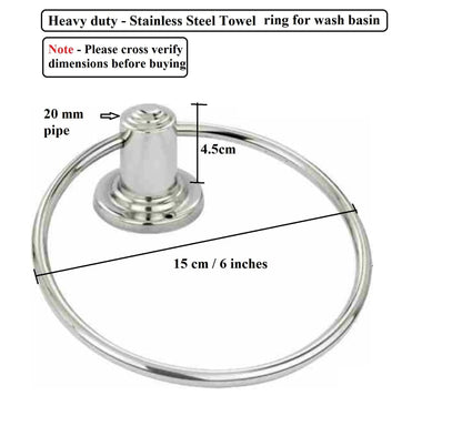 Q1 Beads Stainless Steel Towel Ring/Napkin Holder for Wash Basin with Screws & Fishers (Chrome) -Pack of 1 Pc.