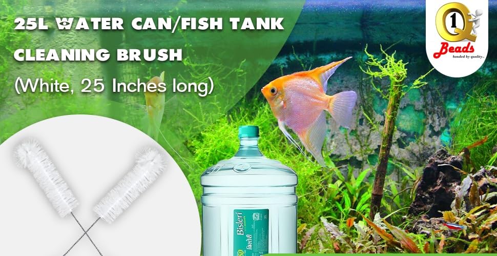 Q1 Beads Nylon 25 Inches/630 mm Long Bisleri Bottle Cleaning Brush for Cleaning Glass Bottle, Fish Tank Cleaner Tool Nylon Brush(White)
