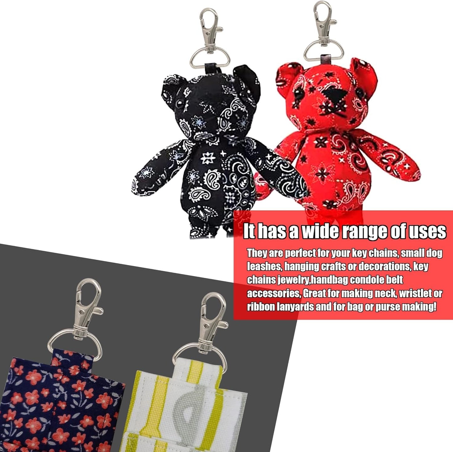Q1 Beads 10 Pack Steel 45x25 mm Lobster Claw Clasps - Wide 1 Inch D Ring - 360° Swivel Trigger Snap Hooks - Great for DIY Lanyards, Keychain Clasps - Swivel Hooks for Purses by Specialist ID Card