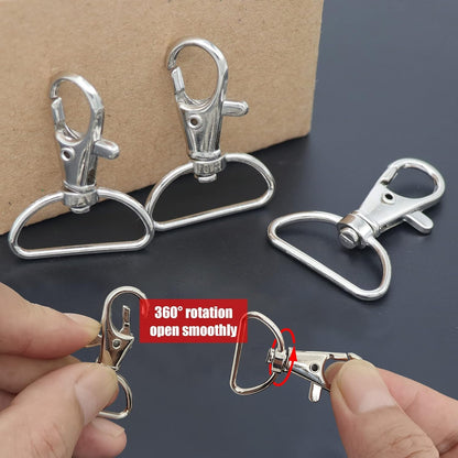 Q1 Beads 10 Pack Steel 40x20 mm Lobster Claw Clasps - Wide 3/4 Inch D Ring - 360° Swivel Trigger Snap Hooks - Great for DIY Lanyards, Keychain Clasps - Swivel Hooks for Purses by Specialist ID Card