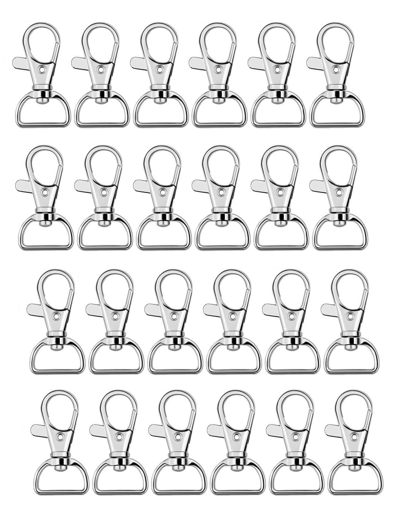 Q1 Beads 25 Pack Steel 40x20 mm Lobster Claw Clasps - Wide 3/4 Inch D Ring - 360° Swivel Trigger Snap Hooks - Great for DIY Lanyards, Keychain Clasps - Swivel Hooks for Purses by Specialist ID Card
