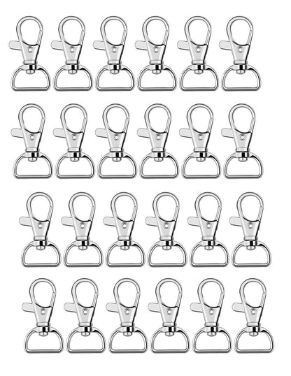 Q1 Beads 25 Pack Steel 40x20 mm Lobster Claw Clasps - Wide 3/4 Inch D Ring - 360° Swivel Trigger Snap Hooks - Great for DIY Lanyards, Keychain Clasps - Swivel Hooks for Purses by Specialist ID Card