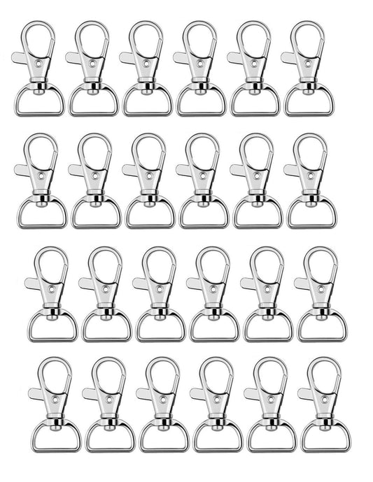 Q1 Beads 25 Pack Steel 40x20 mm Lobster Claw Clasps - Wide 3/4 Inch D Ring - 360° Swivel Trigger Snap Hooks - Great for DIY Lanyards, Keychain Clasps - Swivel Hooks for Purses by Specialist ID Card