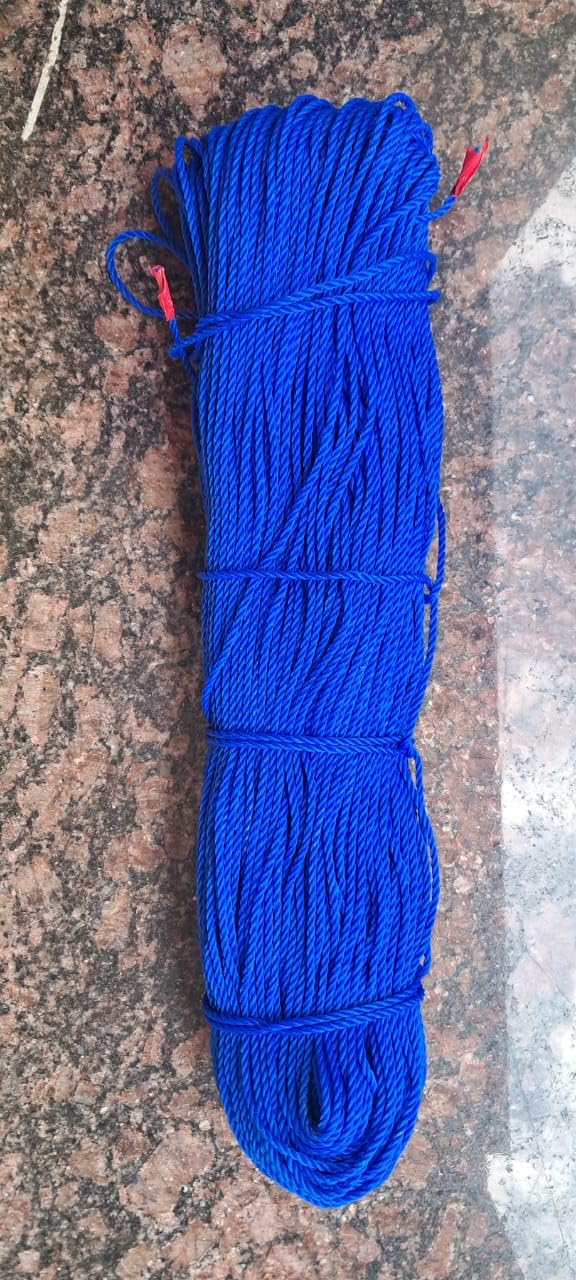 Q1 Beads 75 Meters Nylon 3 mm Clothesline for Drying Clothes Rope for Hanging Clothes in Balcony (Blue)-Pack of 1