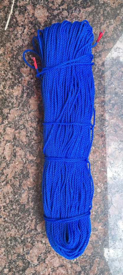 Q1 Beads 75 Meters Nylon 3 mm Clothesline for Drying Clothes Rope for Hanging Clothes in Balcony (Blue)-Pack of 1