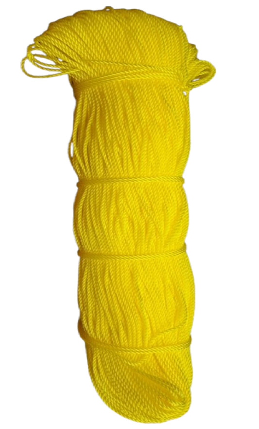 Q1 Beads 75 Meters Nylon 3 mm Clothesline for Drying Clothes Rope for Hanging Clothes in Balcony (Yellow)-Pack of 1