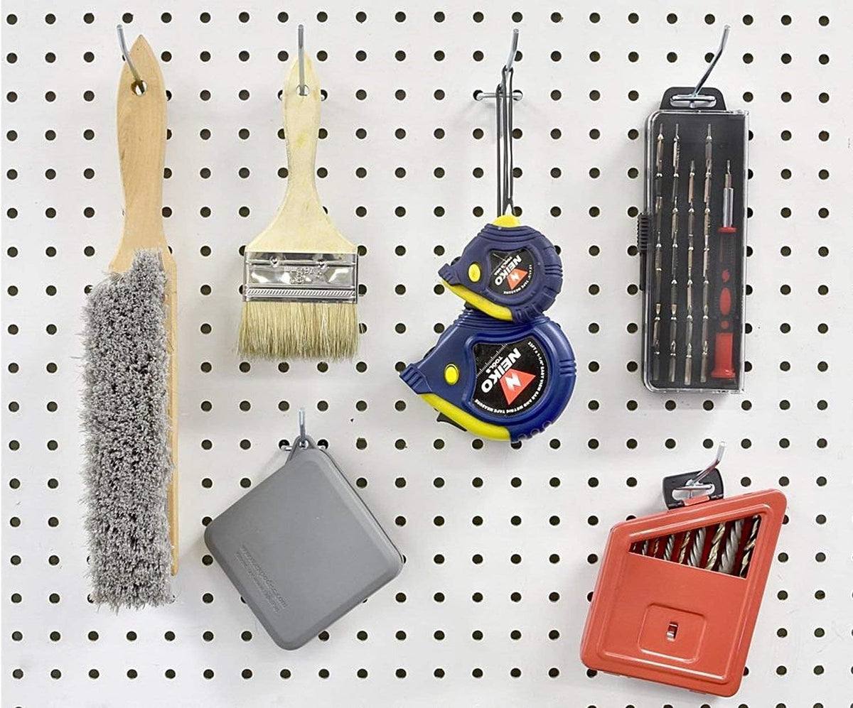 Q1 Beads 12 Pack 2" Heavy Duty Peg Hooks for 1 Spaced Pegboards, Utility Hooks for Wall Organizing in Home or Garage (Chrome, 2 inches, 12 Pcs)