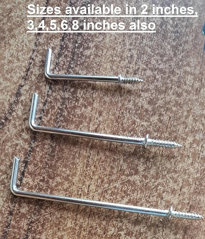 Q1 Beads 24 Peices 4 inch Steel L Shaped Wall Mount Display Hooks for Multipurpose Hanging in Shop,Home, Counter Display Self Screw in (Chrome)