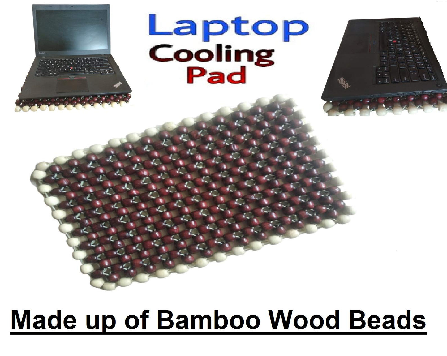 Q1 Beads Vantilated Wooden Beads Laptop Cooling pad/Heat Insulation Pad for All Brands Laptop,Square 40x25 CM (Standard,Black)