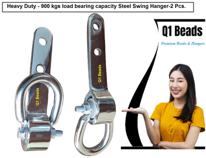 Q1 Beads Steel Bearing Kada Hook Super Strong 900 Kgs Load Capacity Hanger for Swing, Hammock, Jhula -2 Pack