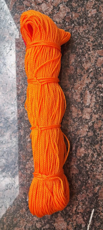 Q1 Beads 75 Meters Nylon 3 mm Clothesline for Drying Clothes Rope for Hanging Clothes in Balcony (Orange)-Pack of 1