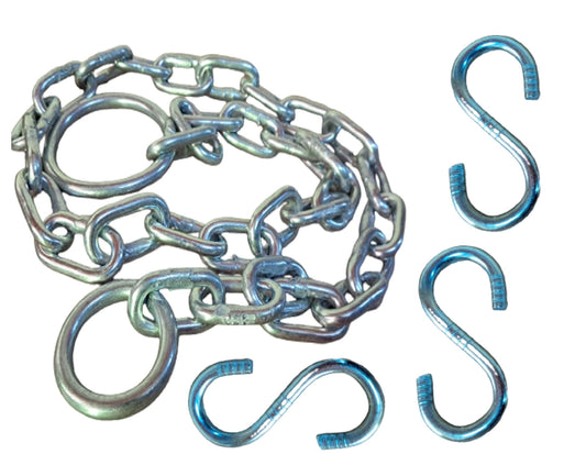 Q1 Beads 3 Feet Lock Swing Hanging Chain with 3 Pcs 9 mm S hooks Strong & Heavy Duty 200 KGS Capacity for Hammock, Swing Punching Bag Extension Chain, Hanging Chair, Aerial Yoga (Silver)