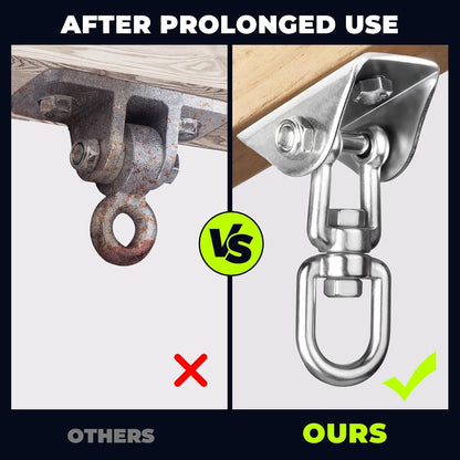 Q1 Beads 304 Stainless Steel 500 Kgs Load Capacity Swivel Swing Hook Hanger Heavy Duty Ceiling Hook Rotating Kada for Hanging Swing, Hammock,Playing Jhula,Playground, Porch, Yoga (Chrome,1 Pc.)