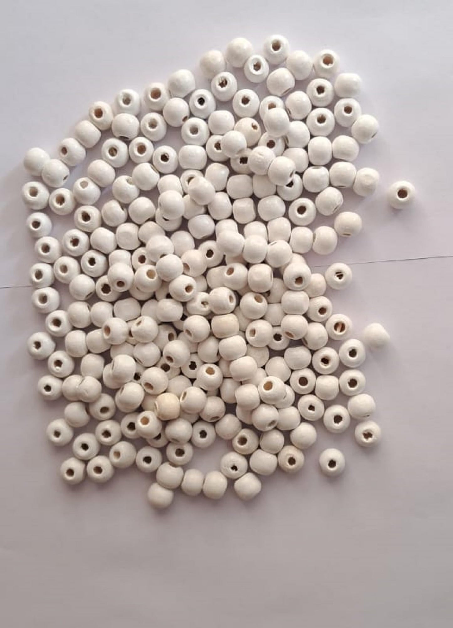 Q1 Beads 450 Pieces. 10 mm Round Wooden Beads for Arts & Craft DIY,Macrame Beige,Brown,White tri Colors (2 mm Hole)