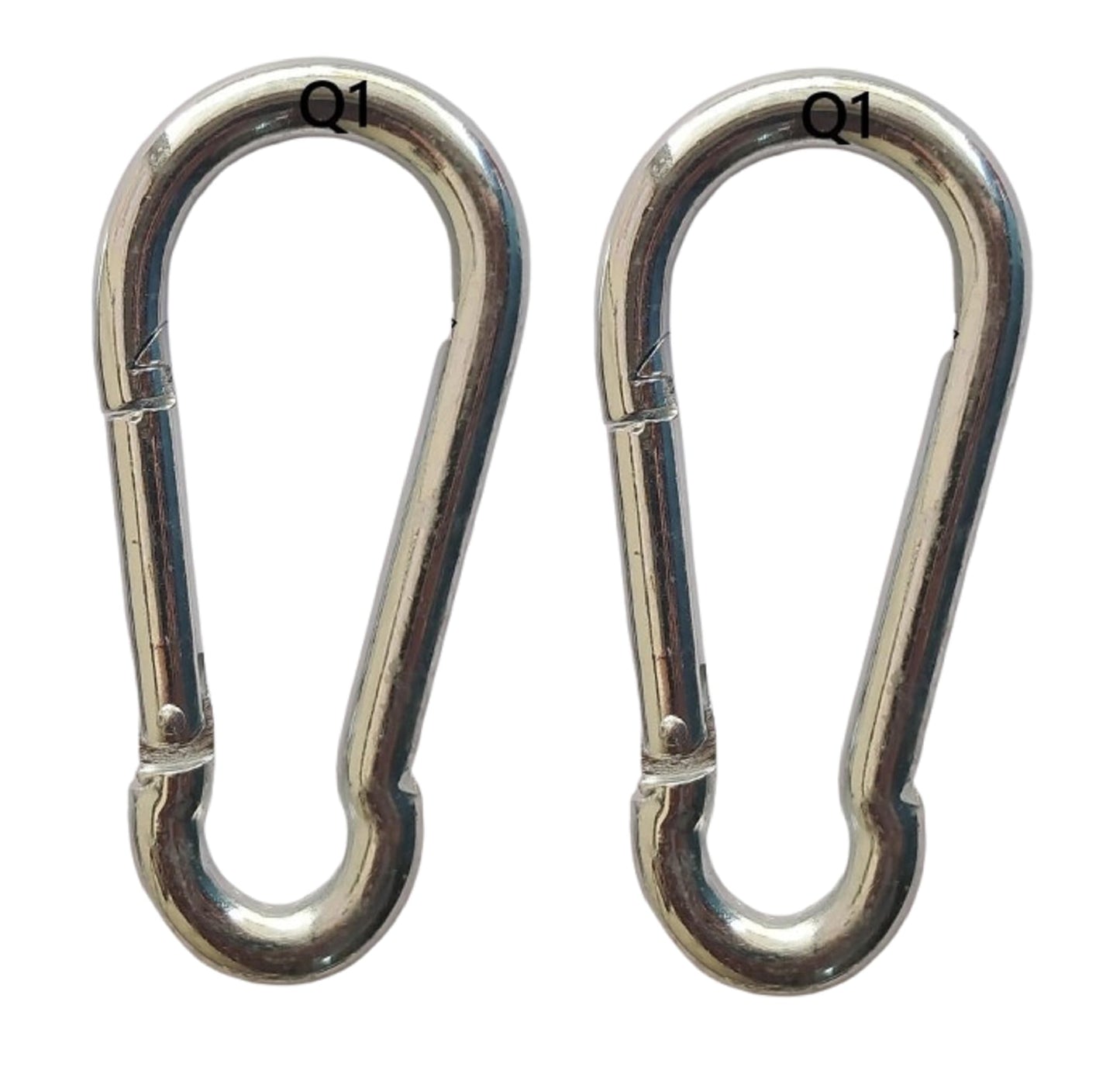 Q1 Beads 2 Pcs. Steel 4 inches (10 mm x100 mm) Heavy Duty Snap Hook Carabiner Large Size 250 kgs. Capacity for Camping & Travel (Chrome)