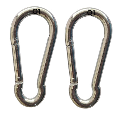 Q1 Beads 2 Pcs. Steel 4 inches (10 mm x100 mm) Heavy Duty Snap Hook Carabiner Large Size 250 kgs. Capacity for Camping & Travel (Chrome)