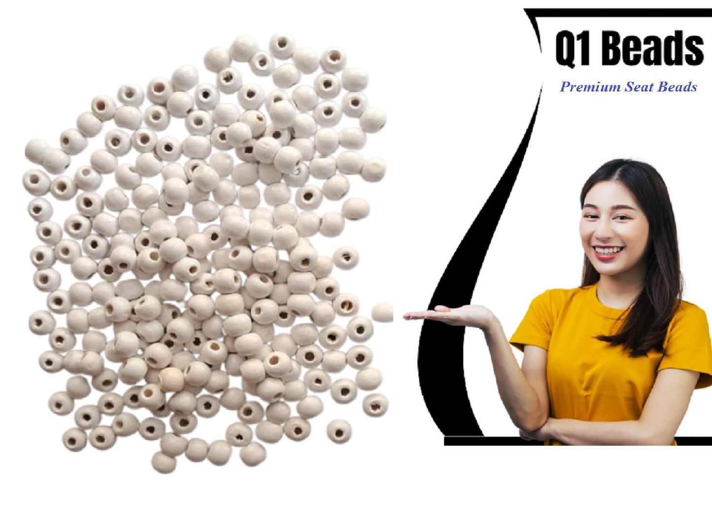 Q1 Beads 18 mm Round 100 Pieces Natural Wooden Bead Wood Beads for Craft Making, Home Décor, DIY Jwellery Macrame Making (White)