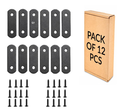Q1 Beads Metal Heavy Duty (3 mm) L Angle Bracket Clamp - Right Angle Brace for Wood Furniture & Metal, Includes Screws (Black Powder Coated)