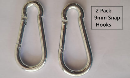 Q1 Beads 2 Pcs. Steel 4 inches (10 mm x100 mm) Heavy Duty Snap Hook Carabiner Large Size 250 kgs. Capacity for Camping & Travel (Chrome)