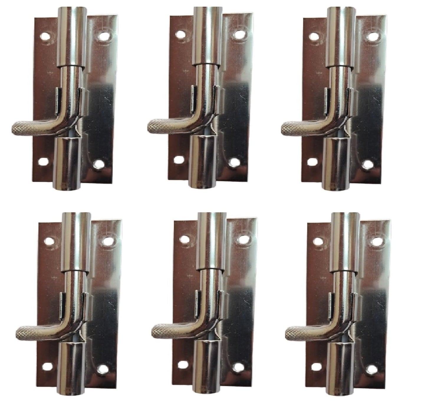 Q1 Beads 6 Pcs. 4 inch Steel Chitkini/Tower Bolt for Home,Offices Doors and Windows,Main Door Latch/Kundi/Door Latch for Windows (Chrome, Pack of 6)