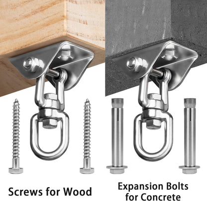 Q1 Beads 304 Stainless Steel 500 Kgs Load Capacity Swivel Swing Hook Hanger Heavy Duty Ceiling Hook Rotating Kada for Hanging Swing, Hammock,Playing Jhula,Playground, Porch, Yoga (Chrome,1 Pc.)