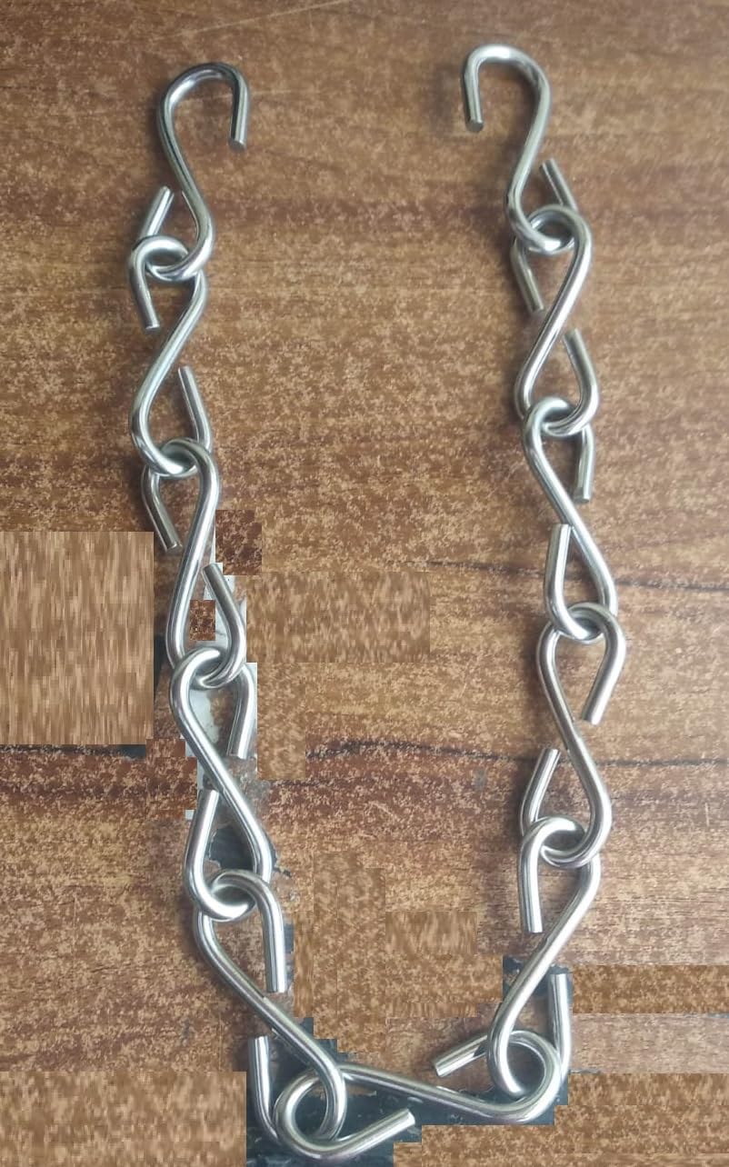 Q1 Beads 2 Feet Stainless Steel Chain 6 mm Heavy Duty Load Capacity 250 kgs for Hanging Swing Jhula Hammock Chair & Garden Swing/Kids Jhula (1 Pack, Chrome)