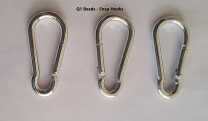 Q1 Beads 3 Pcs. Steel (8 mm x 80 mm) Carabiner Snap Hook 3 inches Heavy Duty Clips for Camping ＆ Travelling (Chrome)