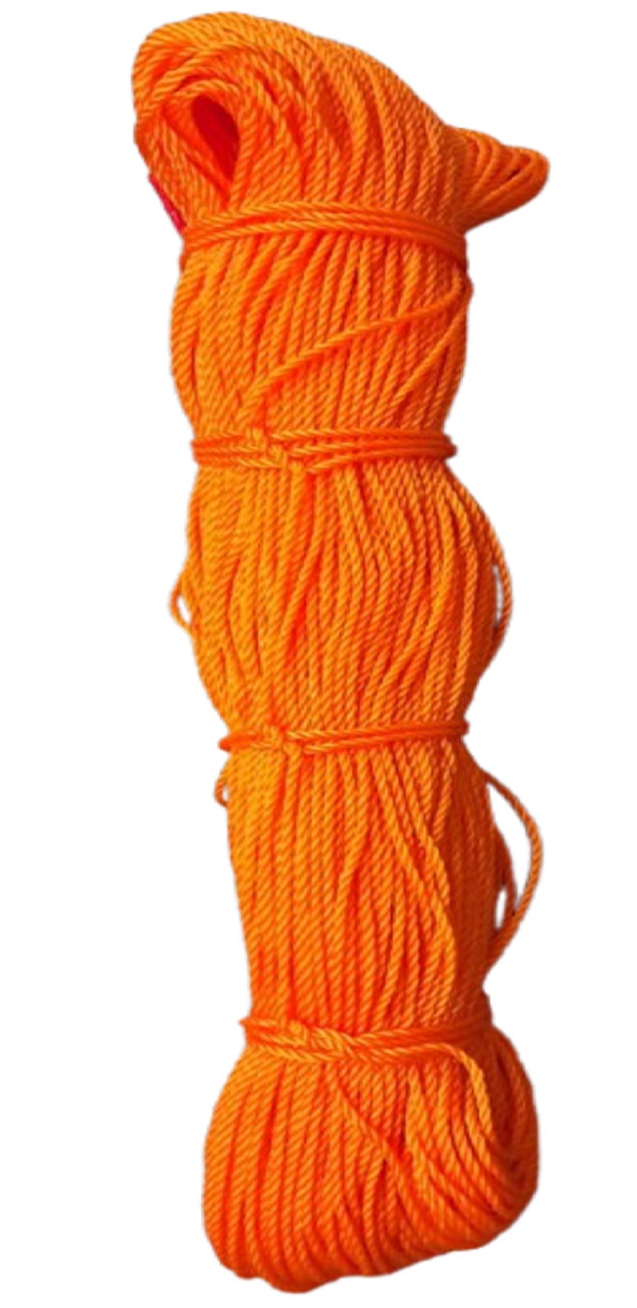 Q1 Beads 75 Meters Nylon 3 mm Clothesline for Drying Clothes Rope for Hanging Clothes in Balcony (Orange)-Pack of 1