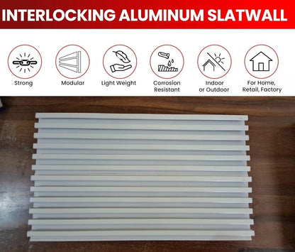 Q1 Beads Aluminium Slatwall Panel for Display in Shop,Boutique,Supermart Shelf Accessories(White)