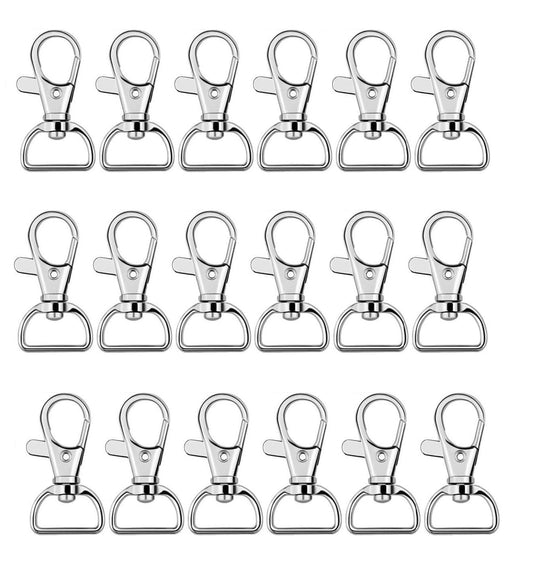Q1 Beads 18 Pack Steel 40x20 mm Lobster Claw Clasps - Wide 3/4 Inch D Ring - 360° Swivel Trigger Snap Hooks - Great for DIY Lanyards, Keychain Clasps - Swivel Hooks for Purses by Specialist ID Card