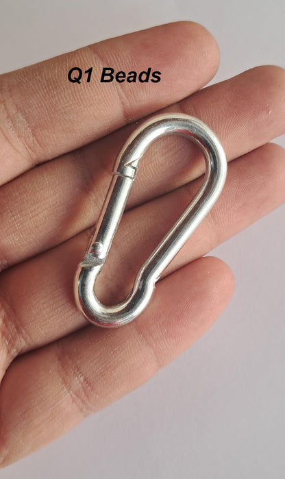 Q1 Beads 5 Pcs. Steel (5 mm x 50 mm) Carabiner Snap Hook 2 inches Heavy Duty Clips for Camping ＆ Travelling (Chrome)