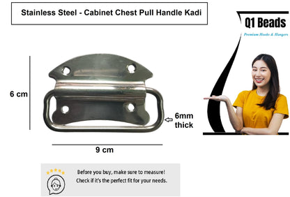Q1 Beads 4 Pcs. Stainless Steel 3 Inch(9 cm x 6 cm) Cabinet Chest Pull Handle Drawer Handle Kadi for Furniture Bed Storage Box Drawer & Door -4 Pack (Chrome)