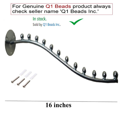 Q1 Beads Steel 12 Balls Pin Wall Mount Wall Hanger for Clothes Heavy Duty 20 Kgs Load Capacity,Spin Dried Dress, Shop and Showroom Display (Chrome)-2 Pack