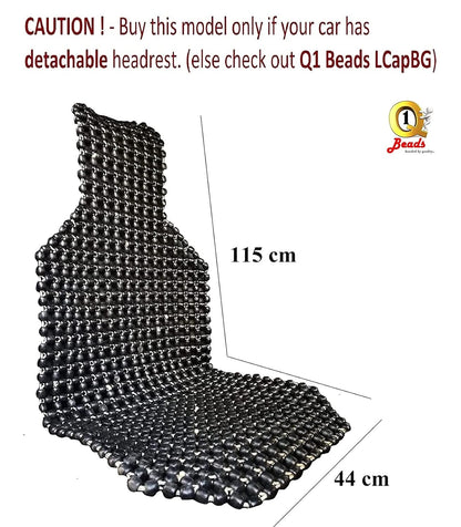 Q1 Beads LBlack Wooden Beads Acupressure Mat Seat Beads Cover Cushion for All the Cars/SUVs/Office Chair/Home Chair (Universal Fit, 1 Pc)