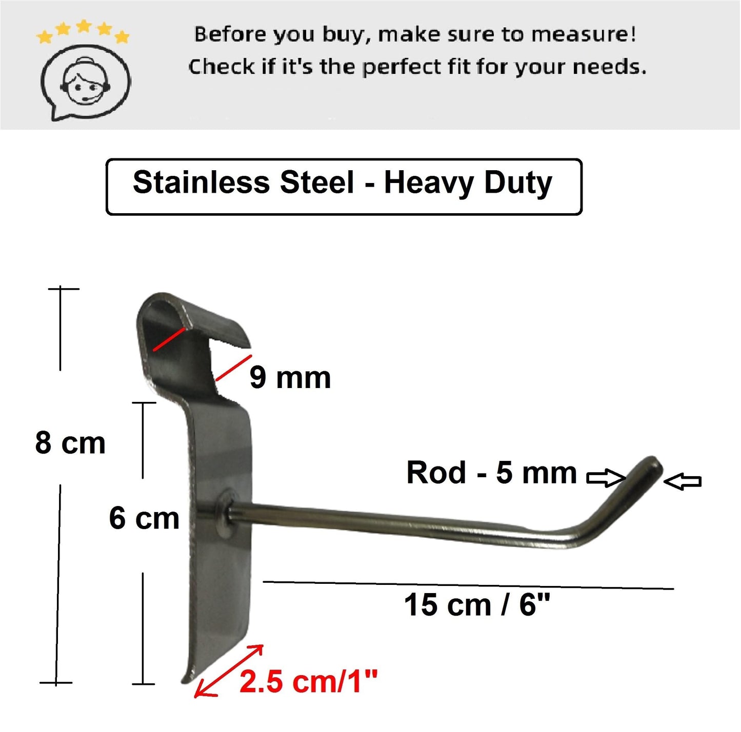 Q1 Beads 20 Pcs. 6 inches Stainless Steel Grid Wall/Mesh/Jaali Display Hooks Retail Store, Medical Store,supermart Hanging(Chrome)