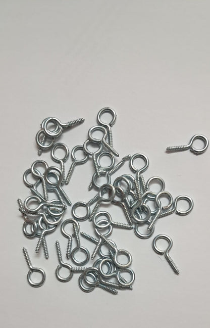Q1 Beads Metal 150 Pcs. Combo B Hook Eye Hook Screws, Screw in Eye Hooks for Wood, Securing Cables Wires, Self Tapping Eyelet Screw Eye Bolts for Indoor & Outdoor Use (0.5 inch, 1 inch)