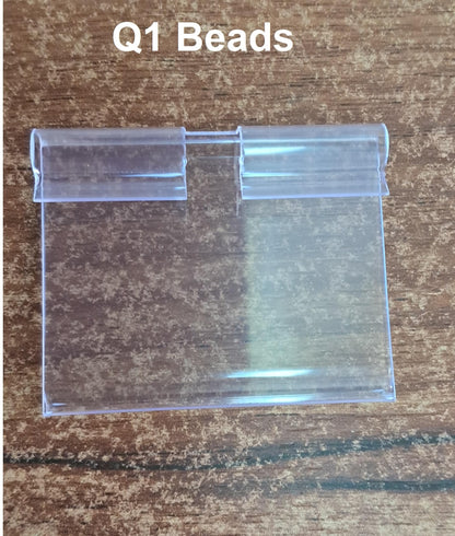 Q1 Beads 10 Pcs. Plastic Display Label Holder for Shelves, for Pantry Retail Merchandise Shopping Mall Store Shop Supermarket UPC Price Card Sign and Ticket Display Holder, Clip 50mm X 42mm.