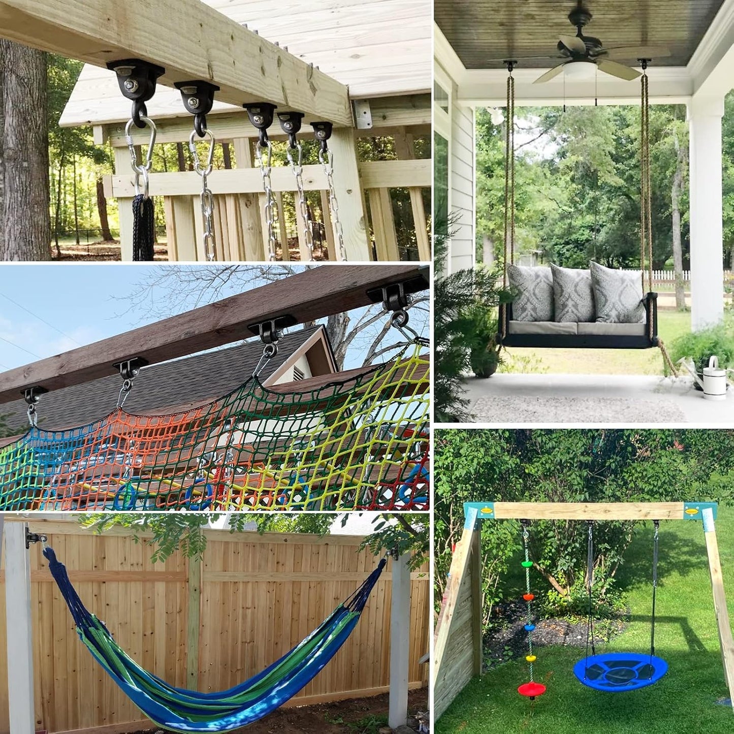 Q1 Beads 304 Stainless Steel 900 Kgs Load Capacity Swing Hanger Heavy Duty Ceiling Hook Bearing Kada for Hanging Swing, Hammock,Playing Jhula,Playground, Porch, Yoga Seat with Fittings (Chrome,1 Pc.)