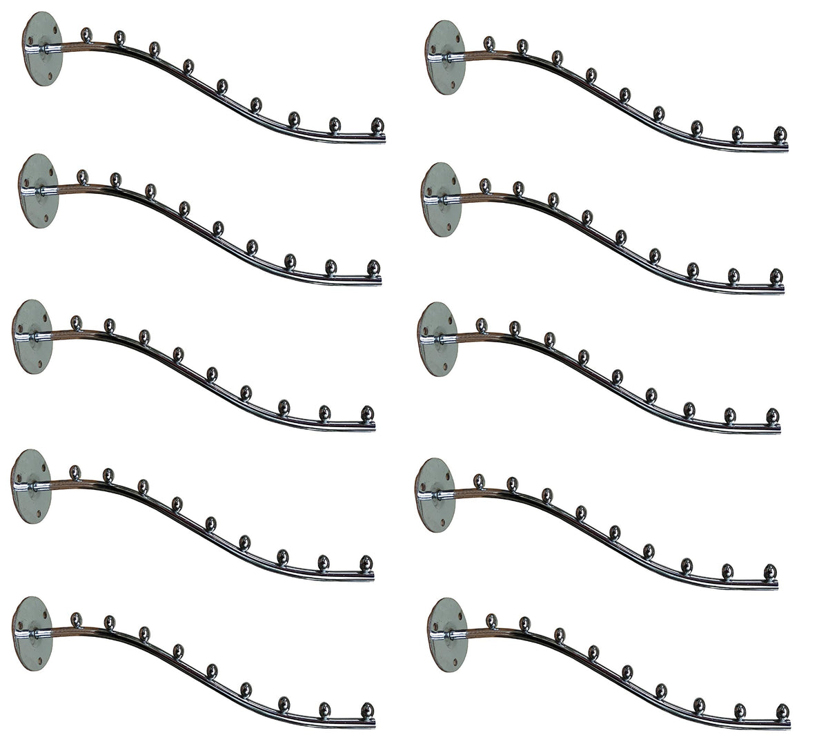 Q1 Beads 9 pin Wall drope Hanger for Cloth & Multipurpose- Metal Pack of 10 - Clothes Hanger Heavy Duty Drying Rack Wall Mount
