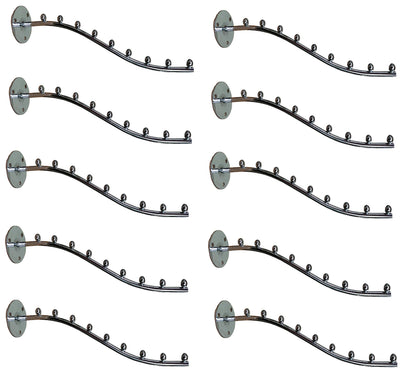 Q1 Beads 9 pin Wall drope Hanger for Cloth & Multipurpose- Metal Pack of 10 - Clothes Hanger Heavy Duty Drying Rack Wall Mount