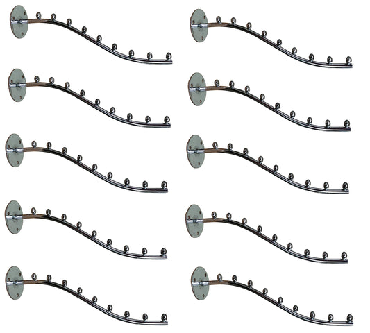Q1 Beads 9 pin Wall drope Hanger for Cloth & Multipurpose- Metal Pack of 10 - Clothes Hanger Heavy Duty Drying Rack Wall Mount