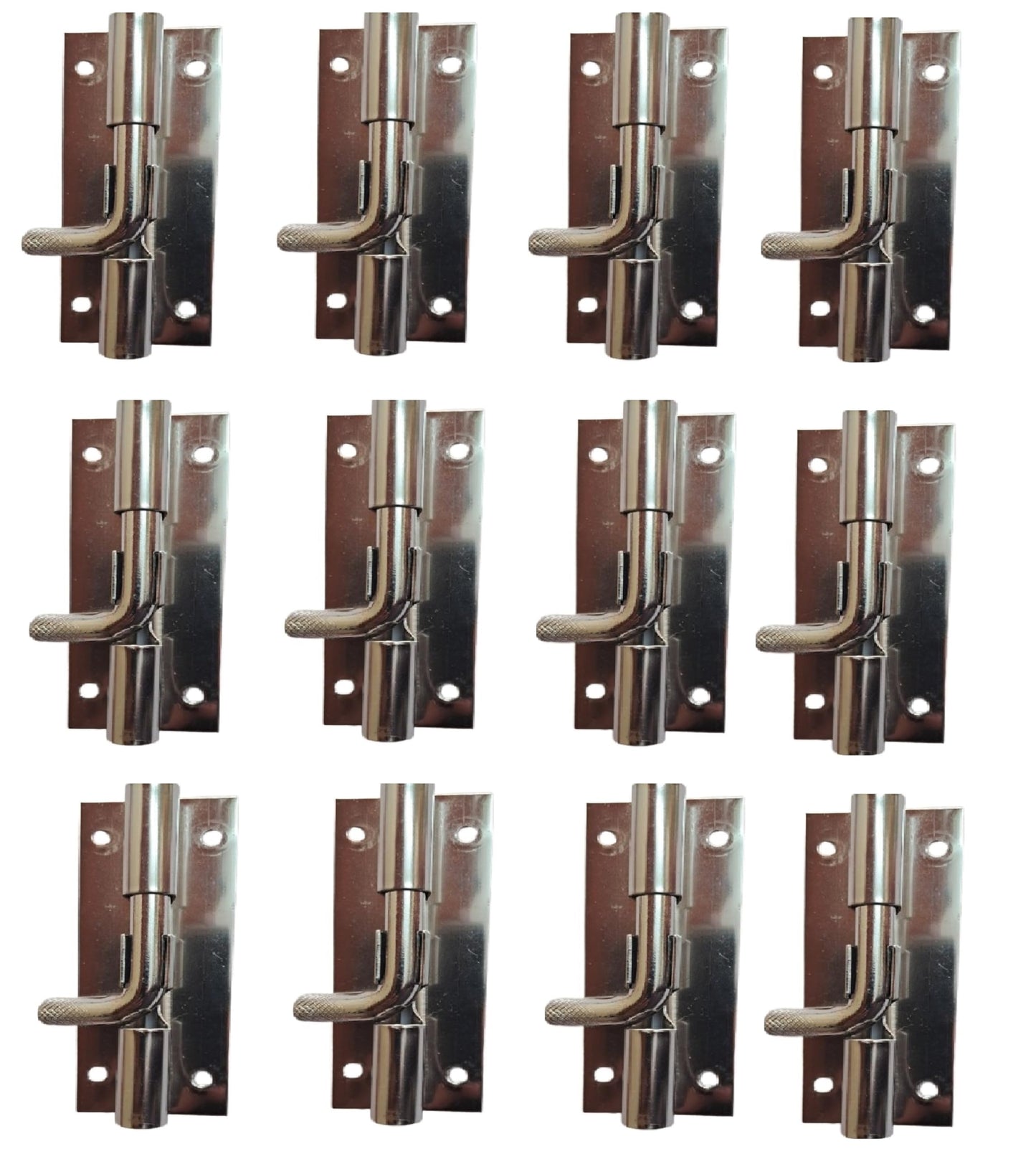 Q1 Beads 12 Pcs. 4 inch Steel Chitkini/Tower Bolt with Screws for Home,Offices Doors and Windows,Main Door Latch/Kundi/Door Latch for Windows (Chrome, Pack of 12)