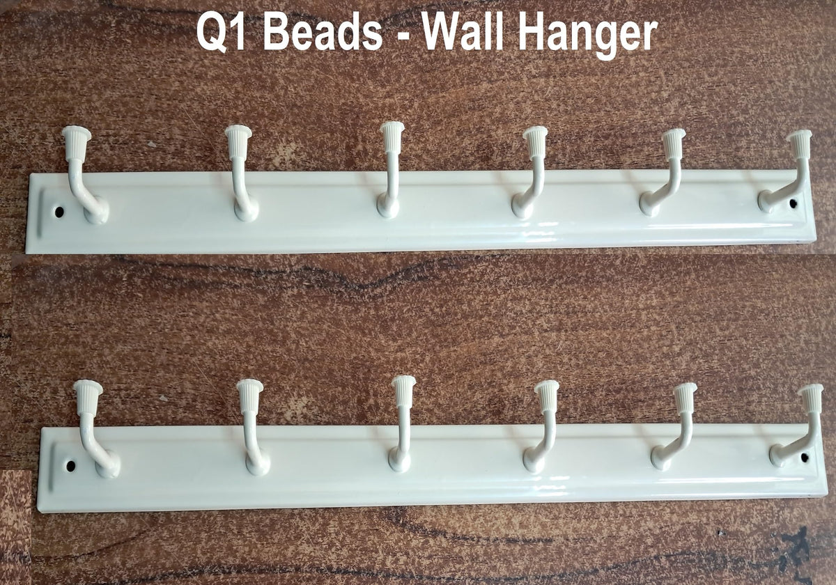 Q1 Beads 6 Pack Metal Wall Mount Clothes Hanger 6 Pins Wall Hook Hanger for Hanging,Towel Hook Hanger for Bathrooms with Hardware Fittings (Ivory)