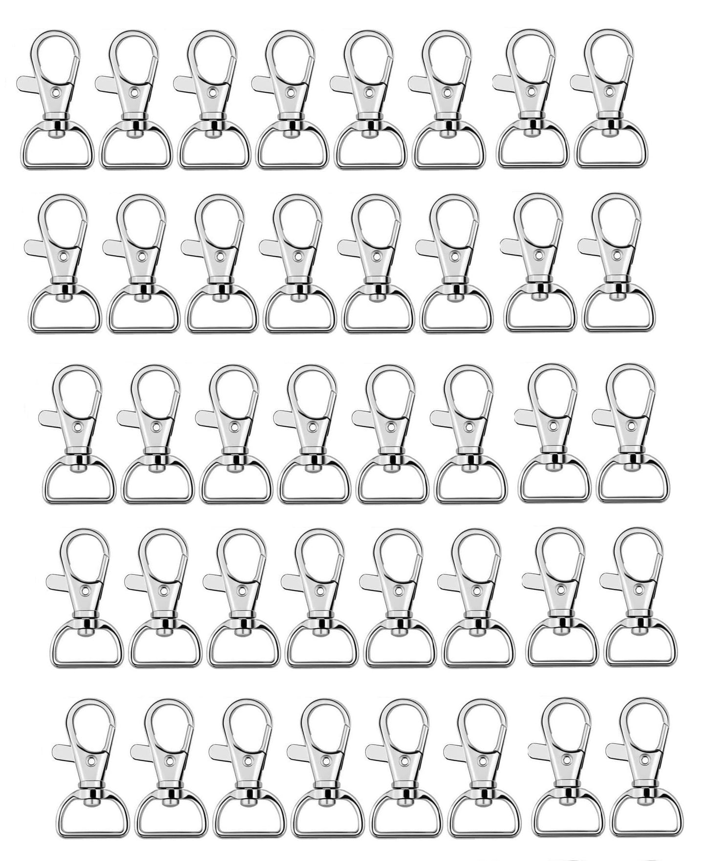 Q1 Beads 40 Pack Steel 40x20 mm Lobster Claw Clasps - Wide 3/4 Inch D Ring - 360° Swivel Trigger Snap Hooks - Great for DIY Lanyards, Keychain Clasps - Swivel Hooks for Purses by Specialist ID Card