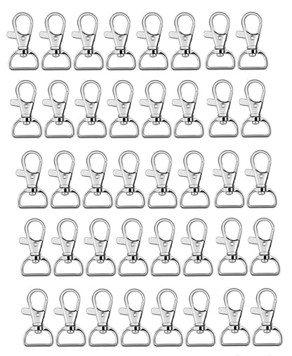 Q1 Beads 40 Pack Steel 40x20 mm Lobster Claw Clasps - Wide 3/4 Inch D Ring - 360° Swivel Trigger Snap Hooks - Great for DIY Lanyards, Keychain Clasps - Swivel Hooks for Purses by Specialist ID Card