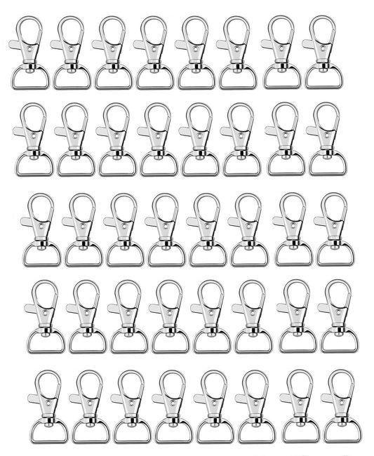 Q1 Beads 40 Pack Steel 40x20 mm Lobster Claw Clasps - Wide 3/4 Inch D Ring - 360° Swivel Trigger Snap Hooks - Great for DIY Lanyards, Keychain Clasps - Swivel Hooks for Purses by Specialist ID Card